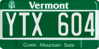 VT license plate YTX604