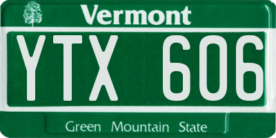 VT license plate YTX606