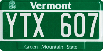 VT license plate YTX607