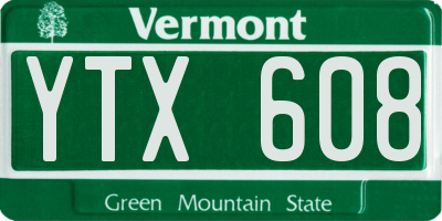 VT license plate YTX608