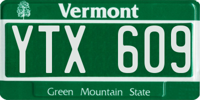 VT license plate YTX609