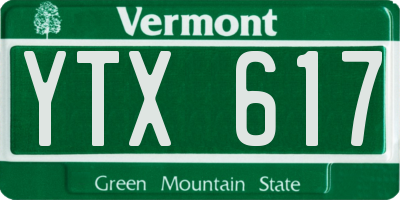 VT license plate YTX617