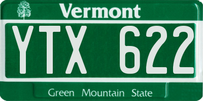 VT license plate YTX622