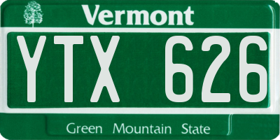 VT license plate YTX626