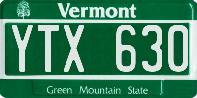 VT license plate YTX630