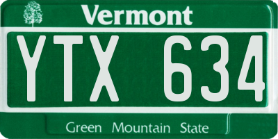 VT license plate YTX634