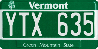 VT license plate YTX635