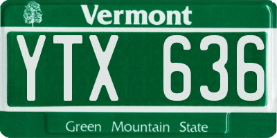 VT license plate YTX636