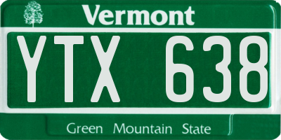 VT license plate YTX638