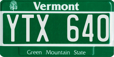 VT license plate YTX640