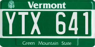 VT license plate YTX641