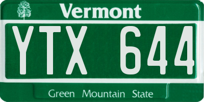 VT license plate YTX644