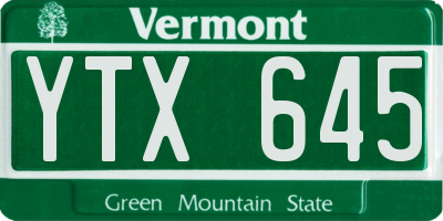 VT license plate YTX645