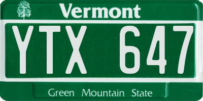 VT license plate YTX647