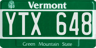 VT license plate YTX648