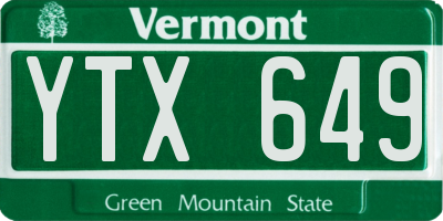 VT license plate YTX649