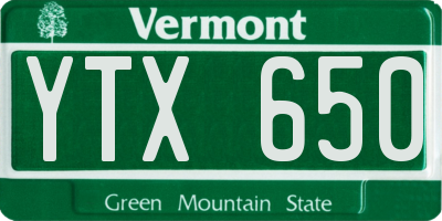 VT license plate YTX650