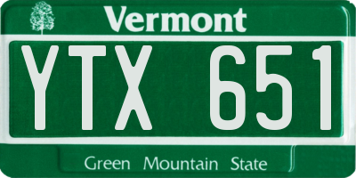 VT license plate YTX651