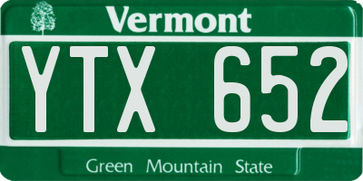 VT license plate YTX652