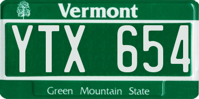 VT license plate YTX654