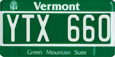 VT license plate YTX660