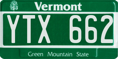 VT license plate YTX662