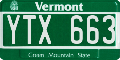 VT license plate YTX663