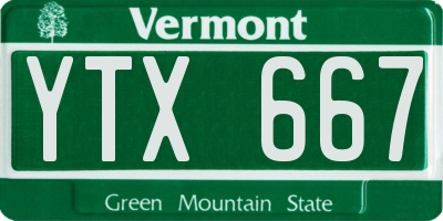 VT license plate YTX667