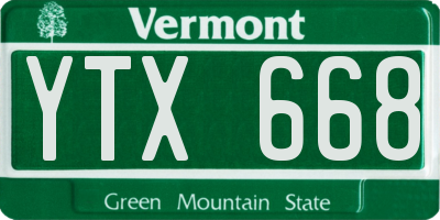 VT license plate YTX668