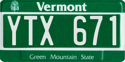 VT license plate YTX671