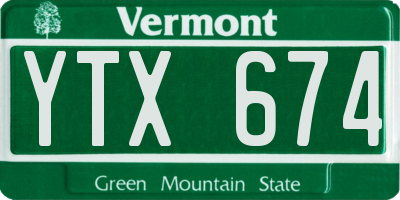 VT license plate YTX674
