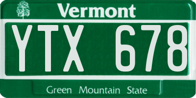 VT license plate YTX678