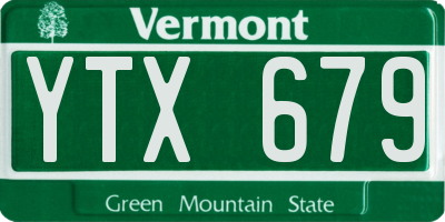 VT license plate YTX679