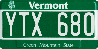 VT license plate YTX680