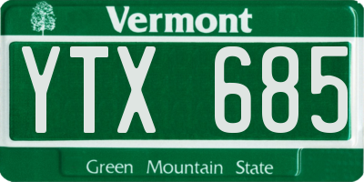 VT license plate YTX685