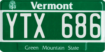 VT license plate YTX686
