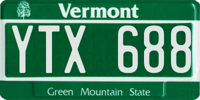 VT license plate YTX688