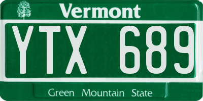 VT license plate YTX689