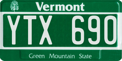 VT license plate YTX690