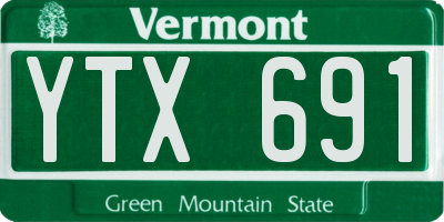 VT license plate YTX691