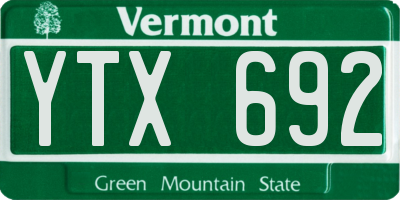 VT license plate YTX692
