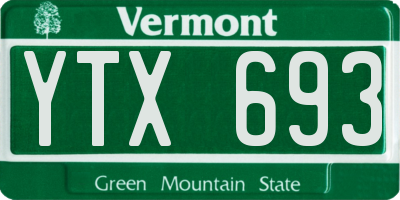 VT license plate YTX693