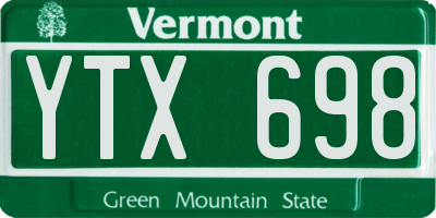 VT license plate YTX698