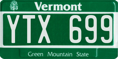 VT license plate YTX699