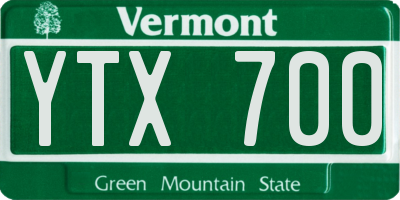 VT license plate YTX700