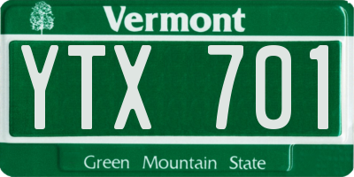 VT license plate YTX701