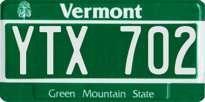 VT license plate YTX702