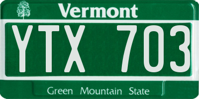 VT license plate YTX703