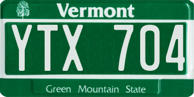 VT license plate YTX704