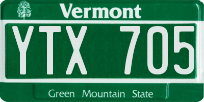VT license plate YTX705